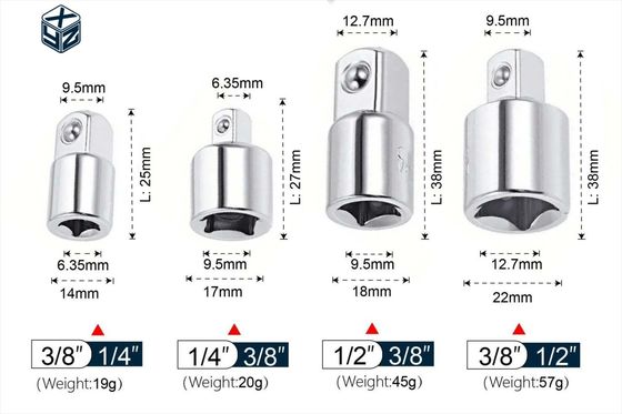1/2&quot; Silver Impact Socket Adapter and Reducer Set with Natural Finish CRV Material