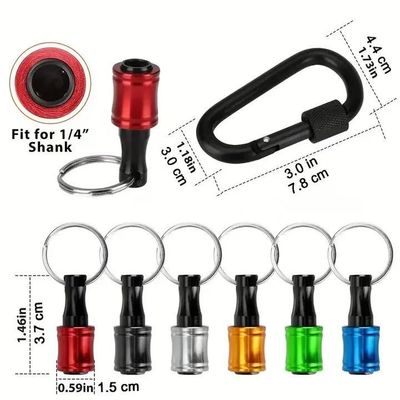 Black Oxide Finish 6pcs Quick Release 1/4 Inch Hex Shank Screw Driver Bit Holder Keychain