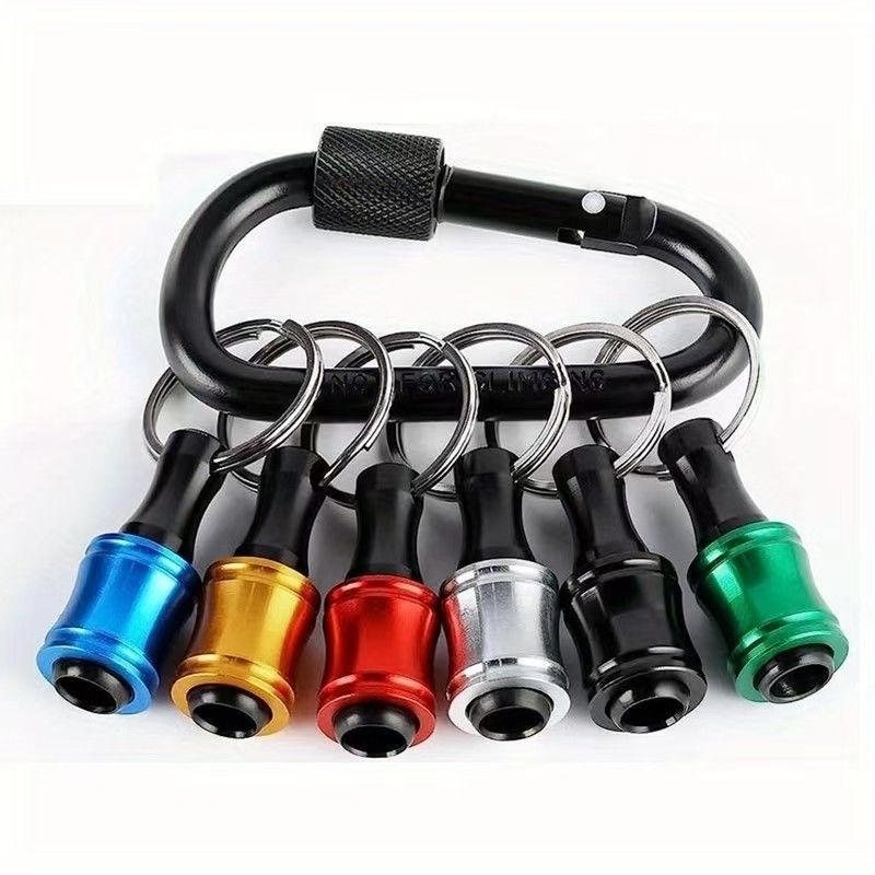 Black Oxide Finish 6pcs Quick Release 1/4 Inch Hex Shank Screw Driver Bit Holder Keychain